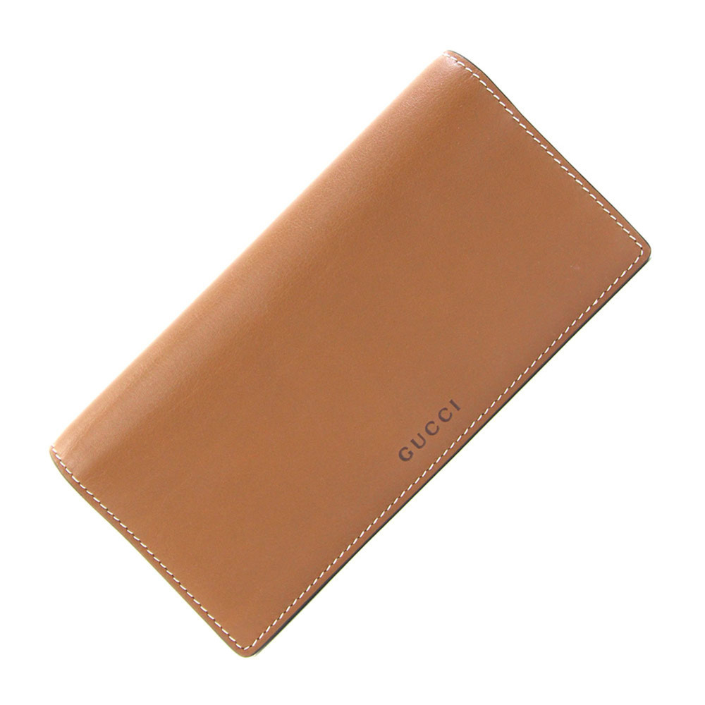 Gucci Bi-fold Long Wallet GG Emblem Continental 828284 Brown Beige Leather Pa...